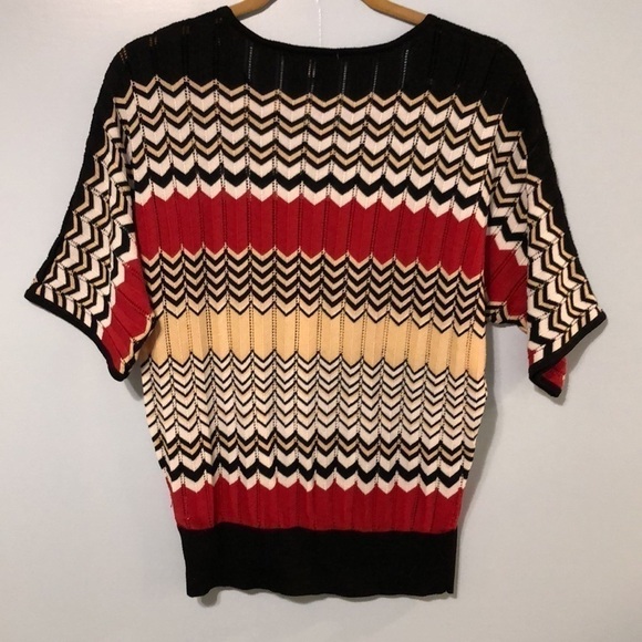 Carducci size medium petite knit Sweater Geometric striped multi color polyester - Picture 9 of 10